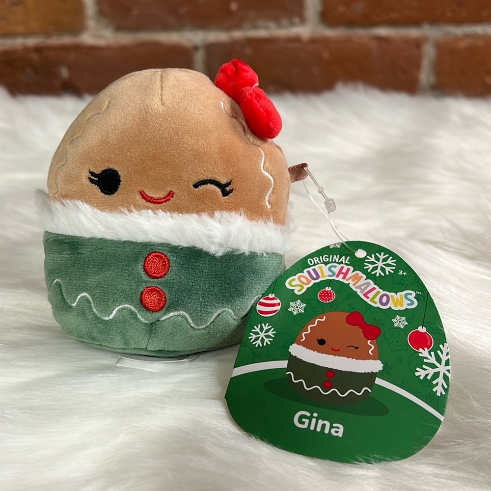 SQUISHMALLOWS | NWT 4" Gina the Gingerbread Girl Christmas Plush Toy - Picture 1 of 3